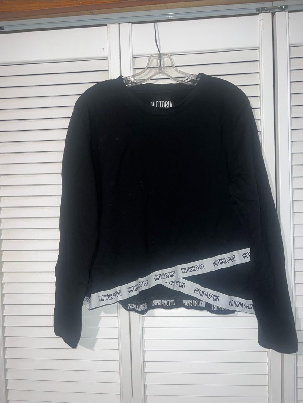 Victoria's Secret Black Crewneck Sweatshirt with White Victoria Sport Trim